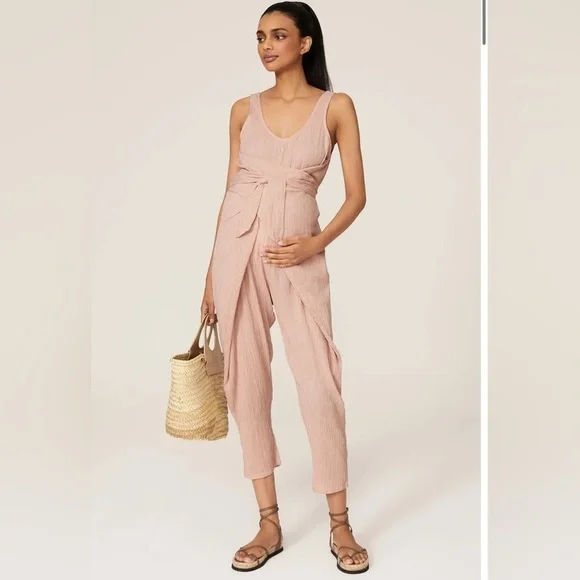 Hatch Pink Wrap Around Jumpsuit Pink Gingham Size XS - Picture 1 of 7